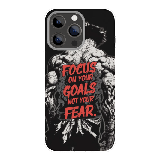 Motivational Quote Phone Case | “Focus on Your Goals Not Your Fear” Gym Aesthetic Design | Premium Metal Back Cover | Compatible with All Mobile Phones