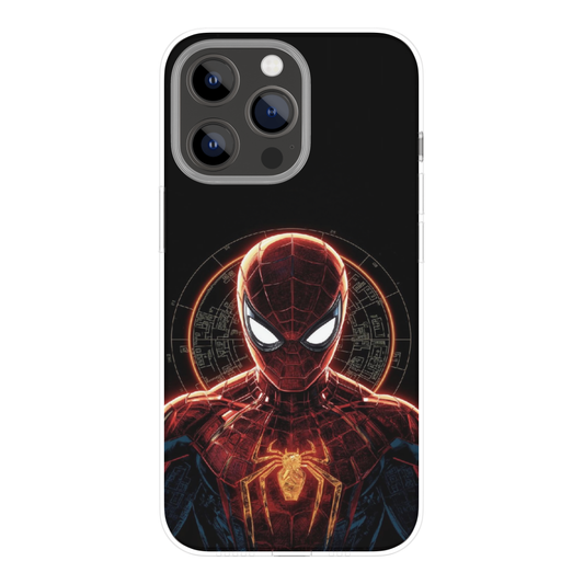 Sp!derm@n Superhero Phone Case | Glowing Tech Armor Illustration Design | Premium Metal Back Cover | Compatible with All Mobile Phones