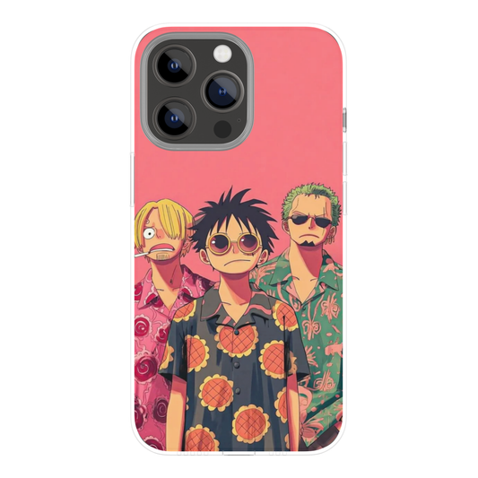 0ne P!ece Anime Phone Case | Luff@y, Z0r0 & S@nJi Stylish Group Illustration | Premium Metal Back Cover | Compatible with All Mobile Phones