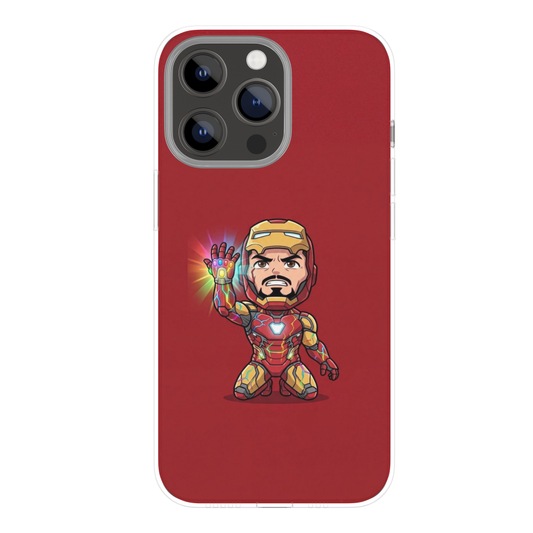 Premium Metal Mobile Back Cover – Iron Man Chibi Infinity Gauntlet Design | High-Gloss Finish | Slim Easy Fit | Scratch & Impact Resistant Luxury Case