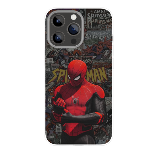 Spiderm@n Comic Art Phone Case | Superhero Inspired Red Suit Design | Premium Metal Back Cover | Compatible with All Mobile Phones