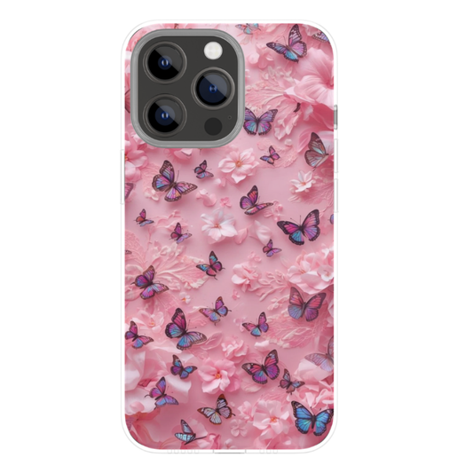 Pink Butterfly Floral Aesthetic Phone Case | Soft Pastel Flower & Butterfly Pattern Design | Premium Gloss Finish Back Cover | Compatibility: Universal (All Mobile Phones)