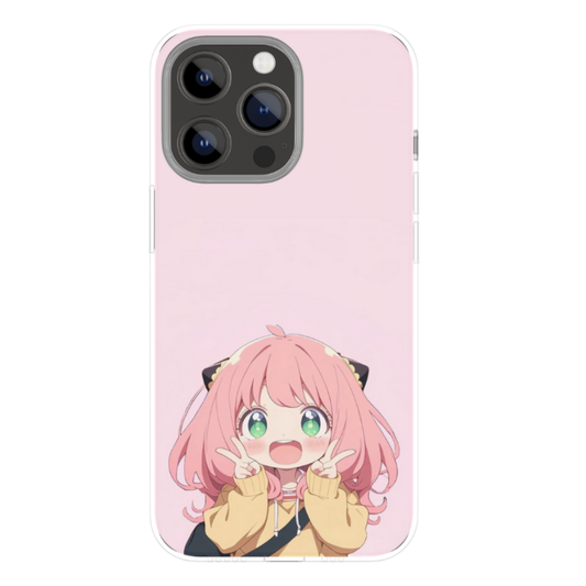 Cute Anime Girl Phone Case Featuring Anya Forger| Pastel Chibi Illustration Back Cover | Premium Gloss Finish | Compatibility: Universal (All Mobile Phones)