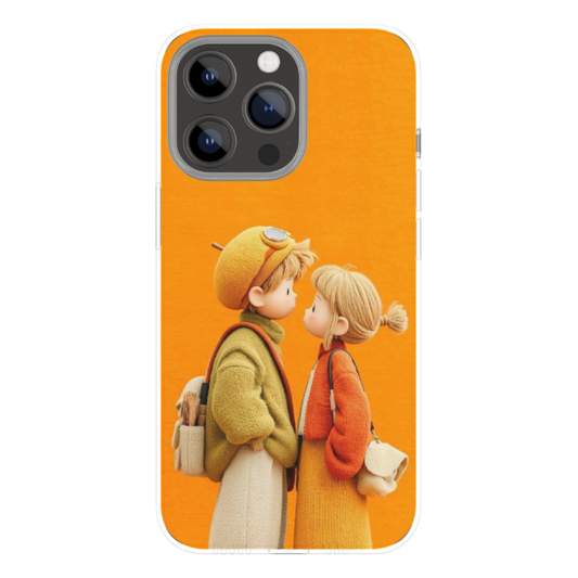 Cute Couple Aesthetic Phone Case – Soft Clay Style Illustration Art Slim Protective Back Cover for All Smartphone Models