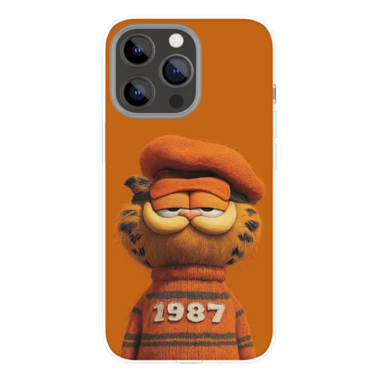 Garfield 1987 Aesthetic Cat Phone Case – Vintage Orange Cartoon Style HD Print Slim Protective Back Cover for All Smartphone Models