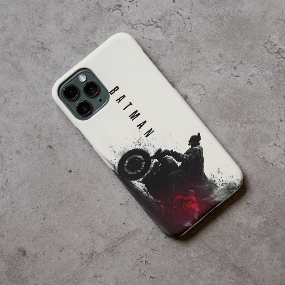 BATMAN Inspired Phone Case | Dark Knight Motorcycle Action Design | Premium Metal Back Cover | Shockproof Slim Protective Case