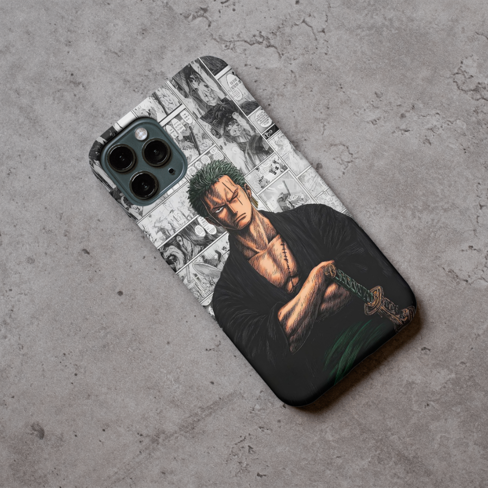 0ne P!ece Anime Phone Case | Z0r0 Samurai Warrior Illustration Design | Premium Metal Back Cover | Compatible with All Mobile Phones
