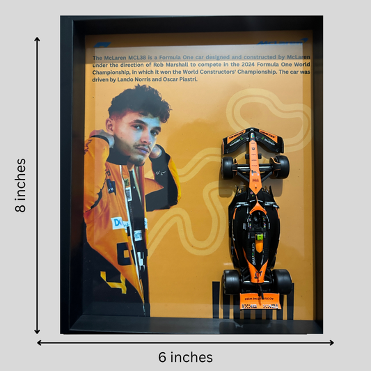 Lando Norris with Bburagos Mclaren F1 MCL38 Diecast Car Frame 1:43 – 3D Wall Art