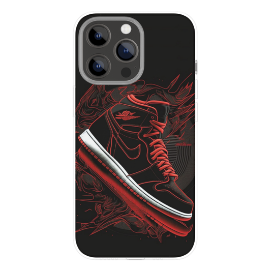 J0rd0n 1 High Bred Inspired Sneaker Phone Case – Nike Style Black Red Basketball Shoe Art Slim Protective Back Cover for All Smartphones