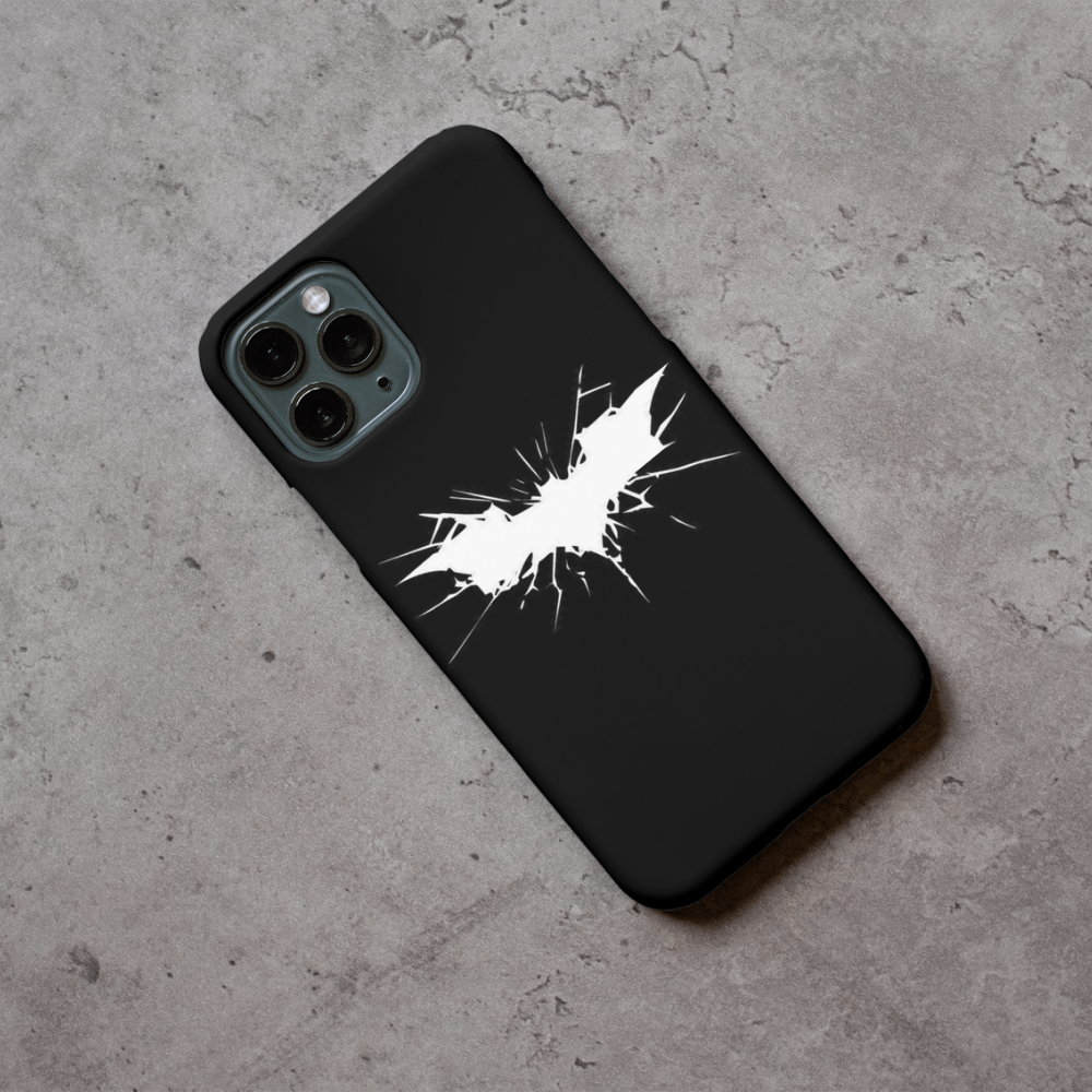 Dark Knight Bat Emblem Inspired Phone Case – Minimal Black Superhero Logo Design Slim Protective Back Cover Compatible with All Smartphone Models
