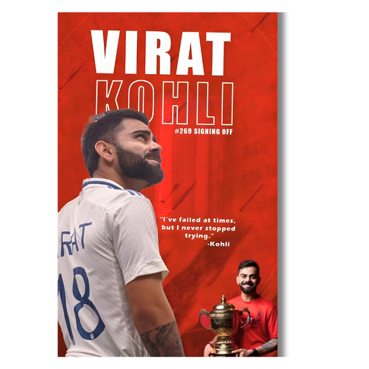 Virat Kohli Premium Aluminium Glossy Frame | Metal Poster Wall Art for Home & Room Decor | Cricket Legend HD Artwork | Ultra-Gloss Finish | Living Room, Bedroom, Office Decoration |