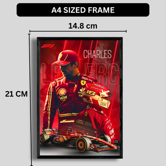 Premium Charles Leclerc 2D Car Frame – Formula 1 Wall Art for Racing Fans & Collectors | Scuderia Ferrari Inspired Decor