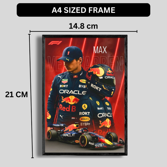 Premium Max Verstappen 2D Car Frame – Formula 1 Wall Art for Racing Fans & Collectors | Red Bull Racing Inspired Decor