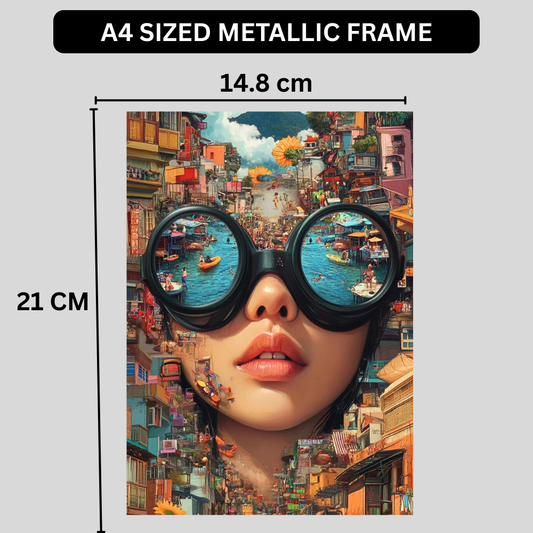 Premium Glossy Aluminium Metal Poster – Surreal City Reflection Art | Luxury HD Printed Aluminium Wall Decor for Bedroom, Living Room, Office & Studio | Waterproof, Fade-Proof Modern Art Frame