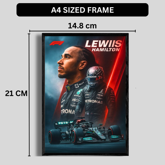 Premium Lewis Hamilton 2D Car Frame – Formula 1 Wall Art for Racing Fans & Collectors | Mercedes-AMG F1 Inspired Decor