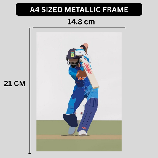 Premium Aluminium Glossy Frame | Cricket Wall Art | Metal Poster for Home Decor | Lightweight & Waterproof Panel | Perfect Gift for Cricket Lovers | Bedroom, Living Room, Office Decoration