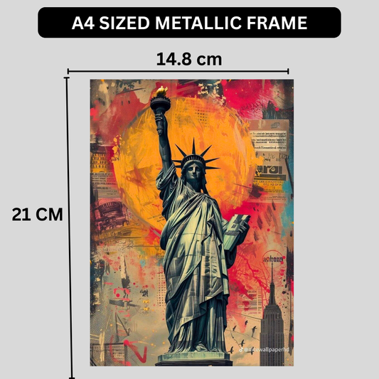 Premium Glossy Aluminium Metal Poster – Statue of Liberty Graffiti Art | HD Printed Aluminium Wall Decor for Living Room, Bedroom, Office & Studio | Waterproof, Fade-Proof Modern Wall Frame