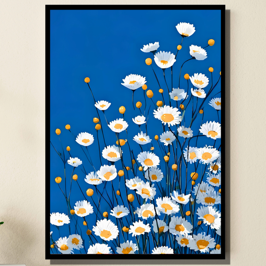 Luxury Daisy Flower Wall Art | Premium Floral Home Décor Frame for Living Room, Bedroom & Office | Modern Botanical Wall Decor | Aesthetic Flower Poster | Elegant Home Decoration Gift
