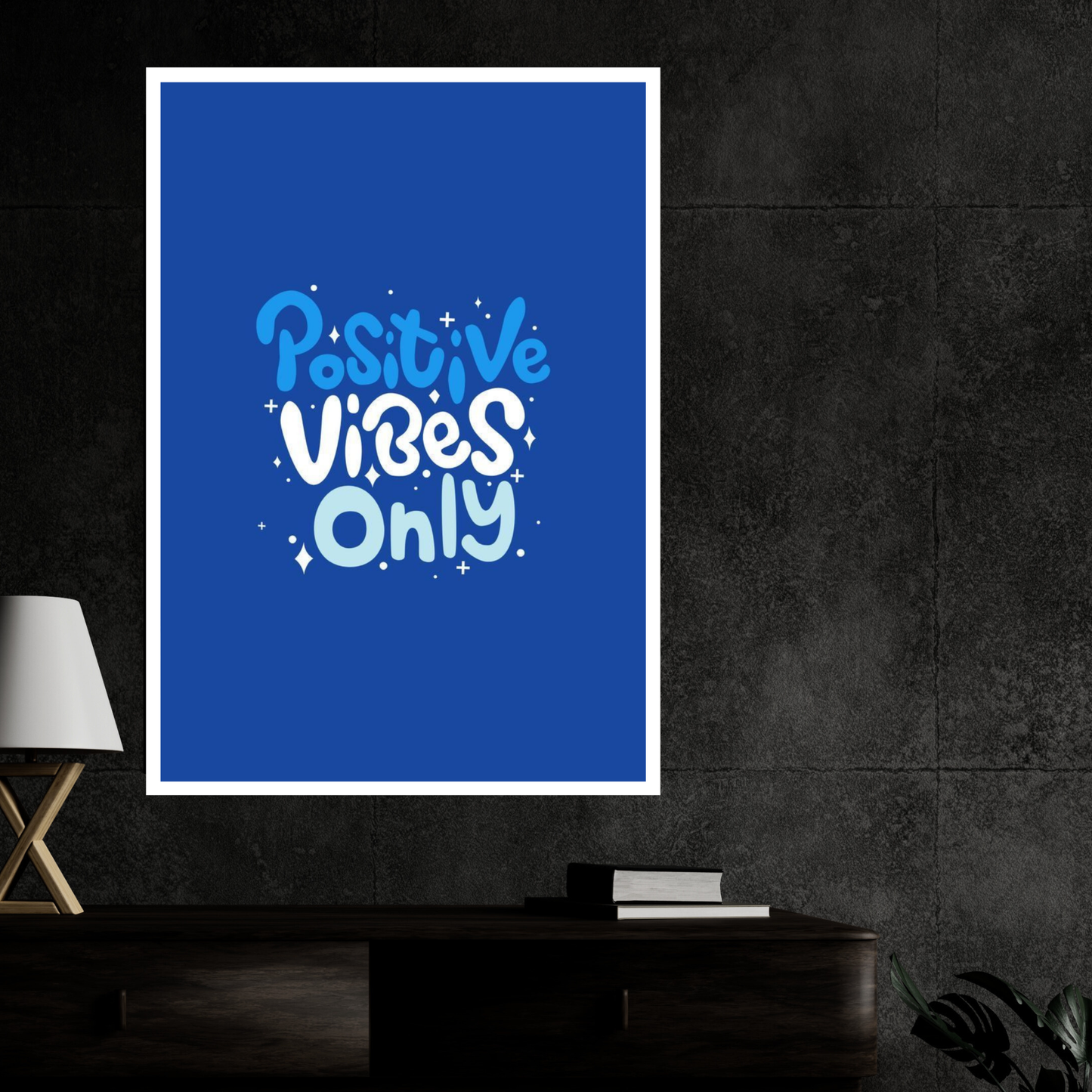 Luxury Positive Vibes Only Wall Painting for Home Decoration | Motivational Quote Wall Decor for Living Room Bedroom Office | HD Gloss Framed Poster | Modern Aesthetic Wall Art | Home Décor Gift Item