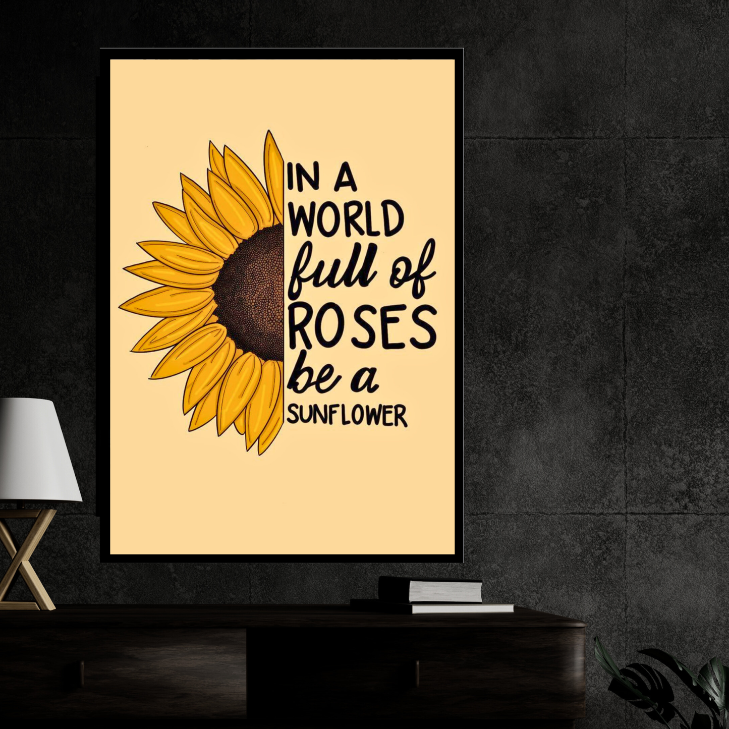 Luxury Sunflower Motivational Wall Art | “Be a Sunflower” Quote Poster Frame for Living Room, Bedroom & Office | Positive Aesthetic Wall Decor | Modern Inspirational Home Décor Gift