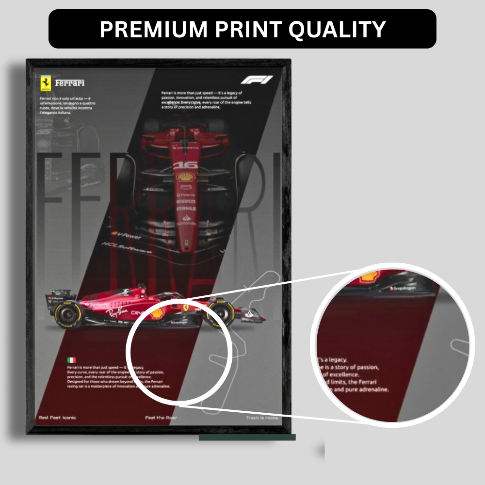 Scuderia Ferrari F1 2D Car Frame – Premium Formula 1 Wall Art for Collectors & Racing Fans | Scuderia Ferrari Inspired Decor