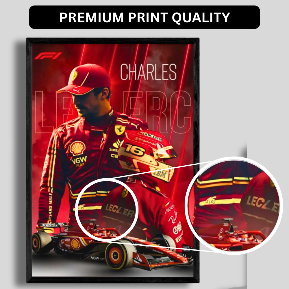 Premium Charles Leclerc 2D Car Frame – Formula 1 Wall Art for Racing Fans & Collectors | Scuderia Ferrari Inspired Decor