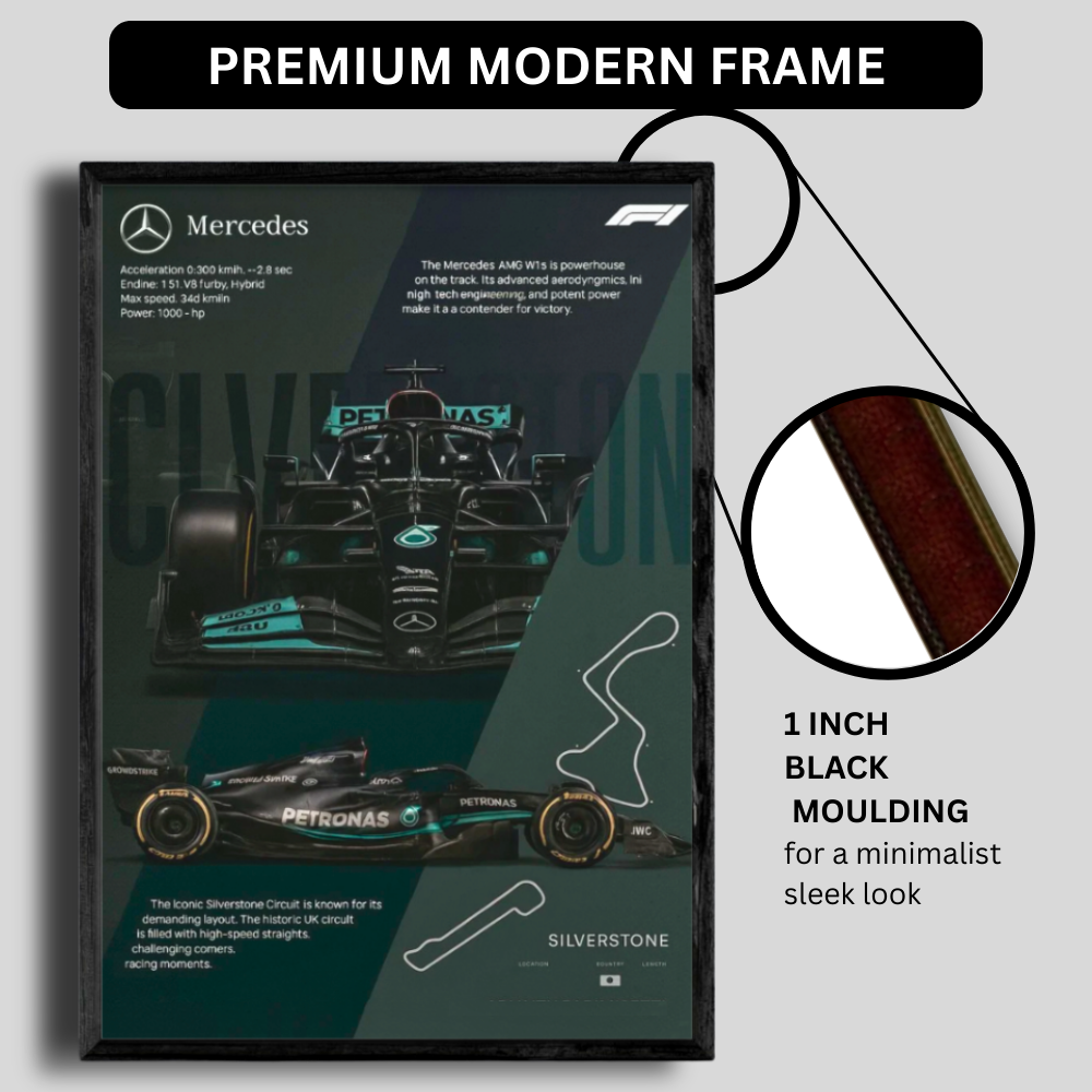 Premium AMG Petronas F1 2D Car Frame – Formula 1 Wall Art for Racing Fans & Collectors | Mercedes-Benz Inspired Decor