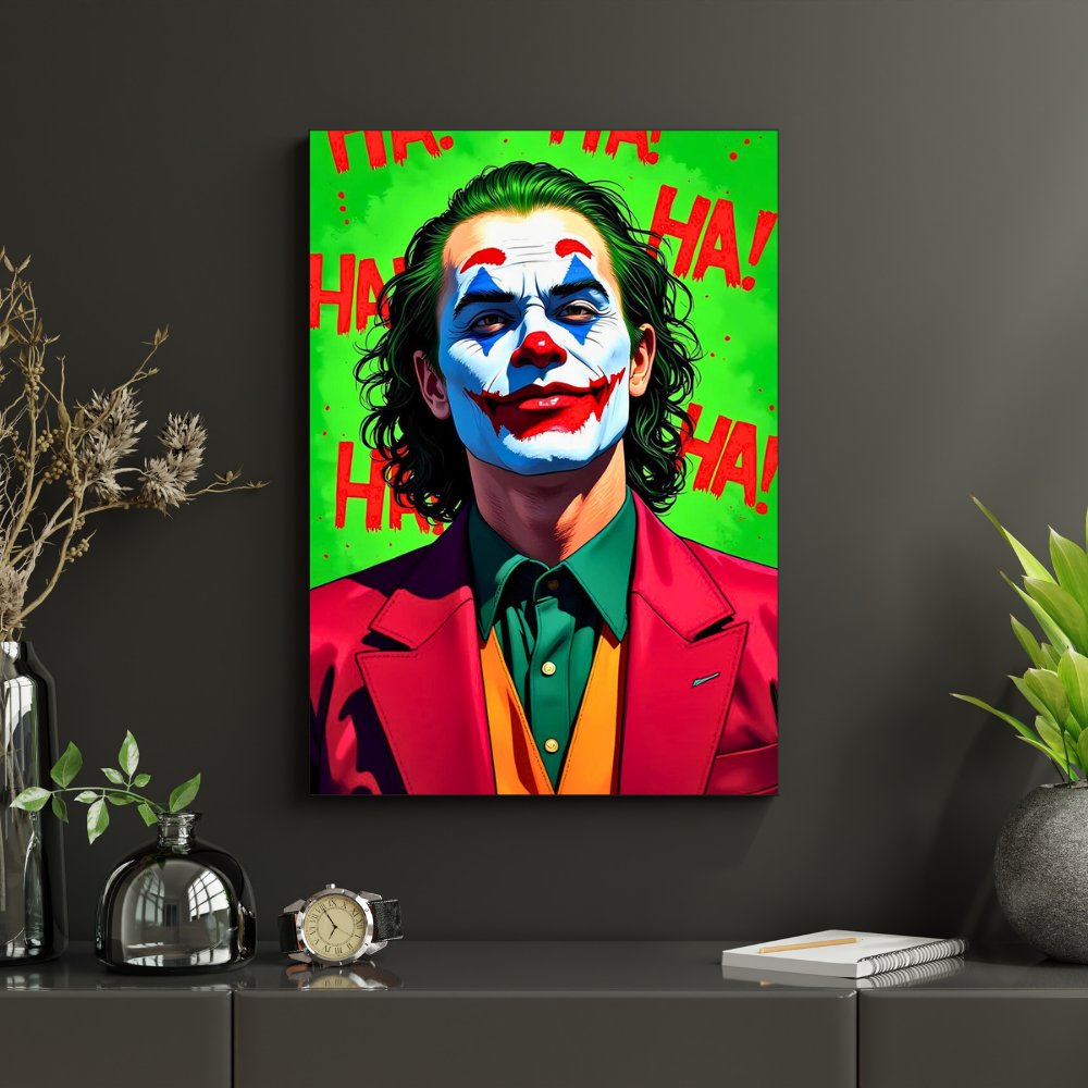 Premium Glossy Aluminium Metal Poster – J0ker-Inspired Iconic Villain Artwork | HD Printed Aluminium Wall Decor for Bedroom, Gaming Room, Office & Studio | Waterproof, Fade-Proof Stylish Wall Frame