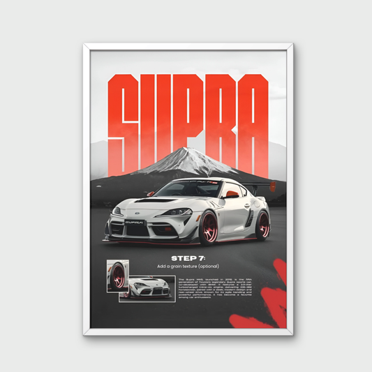 Toyota Supra Framed Car Wall Art – Premium Automotive Decor for Car Enthusiasts