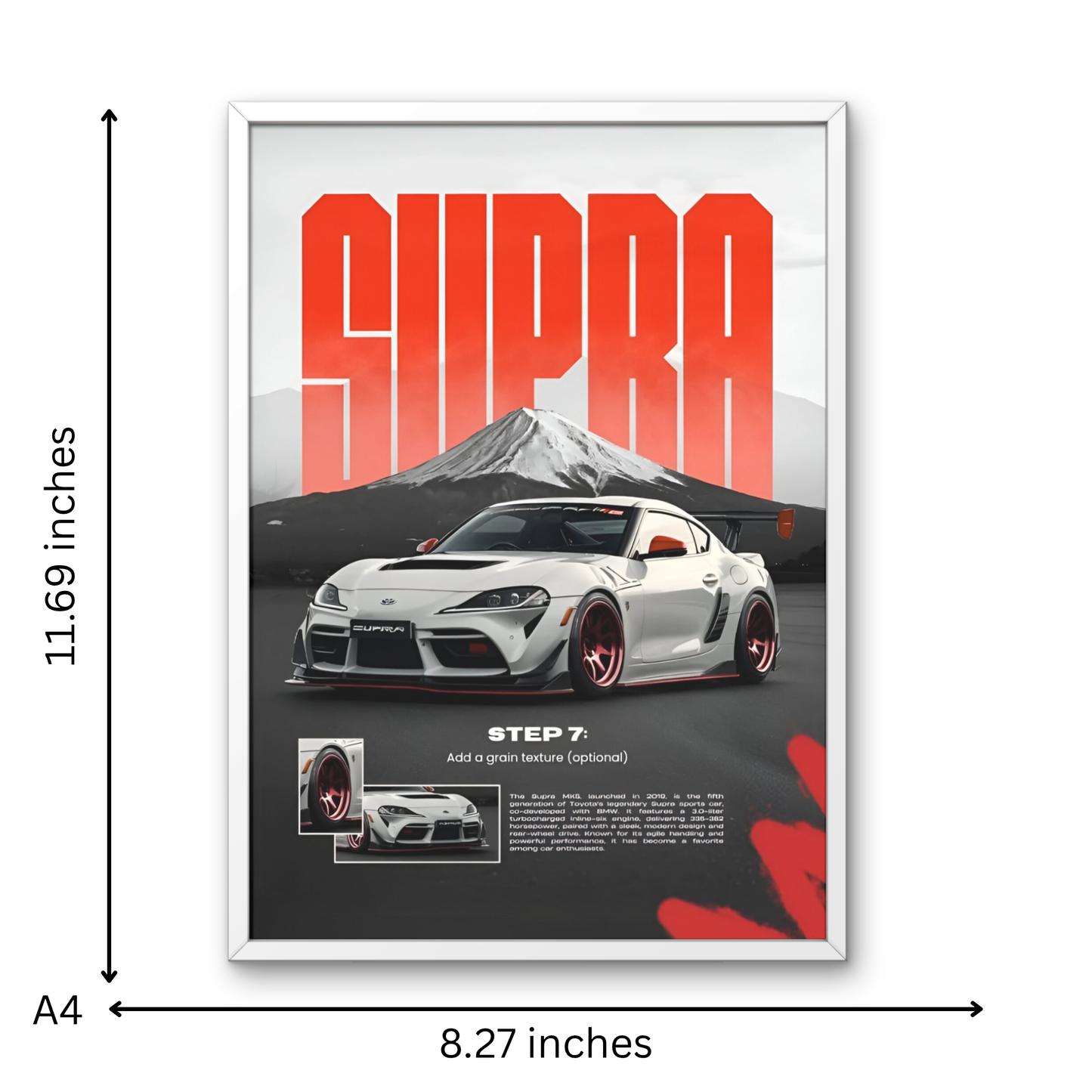 Toyota Supra Framed Car Wall Art – Premium Automotive Decor for Car Enthusiasts