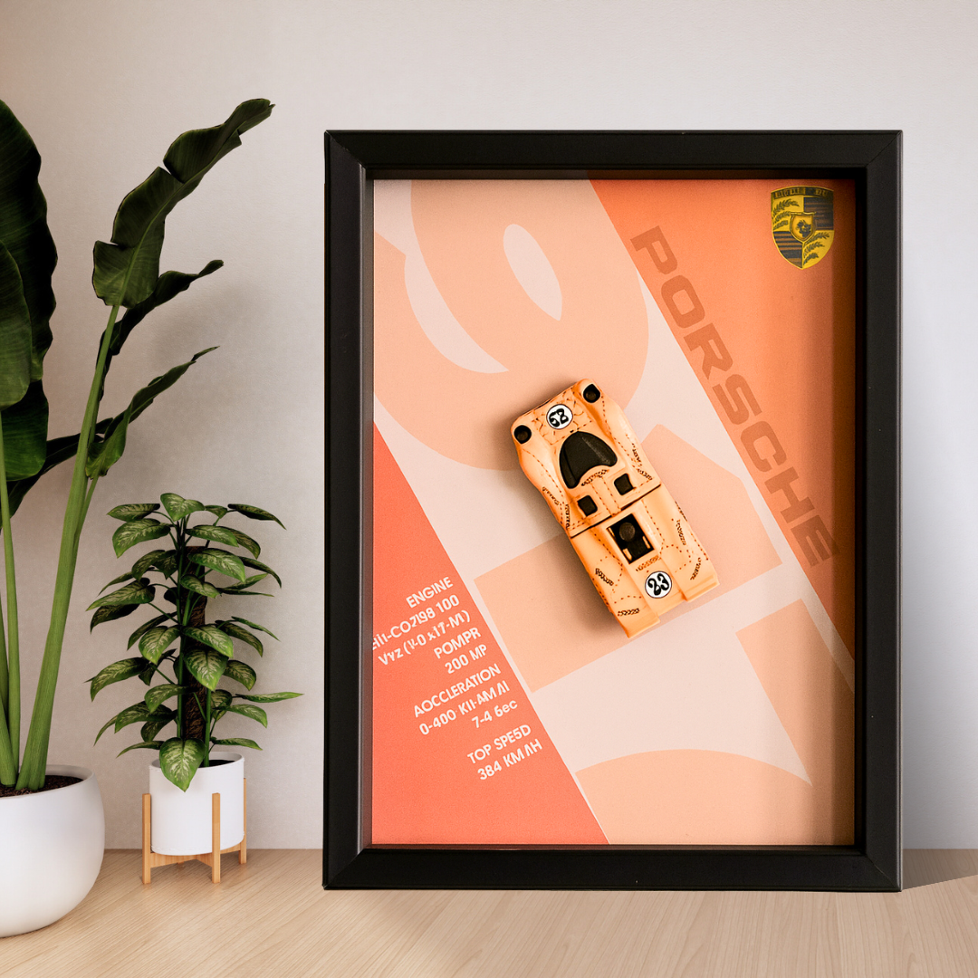 Majorette Exclusive Porsche 917 Premium 3D Car Frame – Luxury Diecast Wall Art for Collectors & Racing Enthusiasts (1:64 Scale)