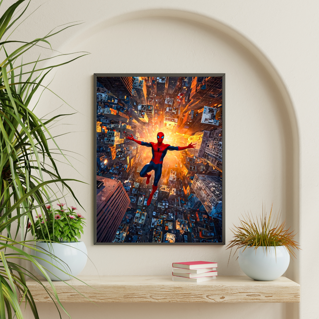 Premium Spider-Man Wall Art – Aesthetic 2D Frame for Home & Office Decor | Marvel Superhero Collectible