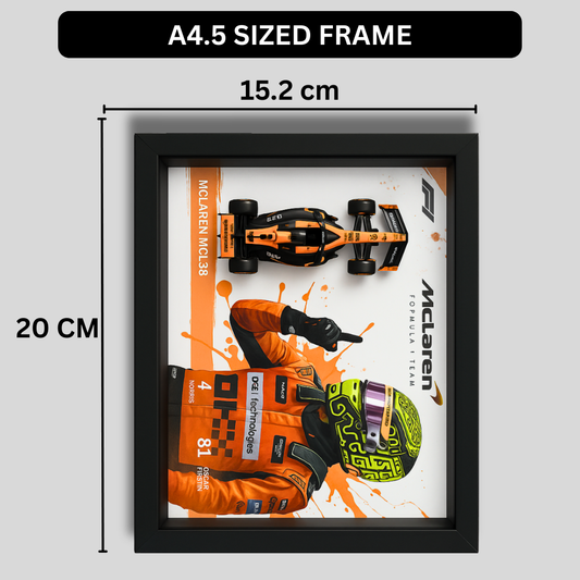 Bburago McLaren F1 Racer Edition Diecast Car Frame 1:43 – Premium 3D Wall Art for Collectors & Racing Enthusiasts