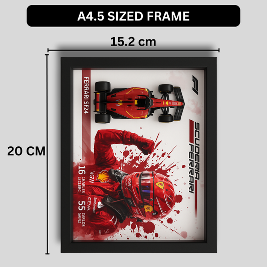 Bburago Scuderia Ferrari F1 Racer Edition Diecast Car Frame 1:43 – Premium 3D Wall Art for Collectors & Motorsport Enthusiasts