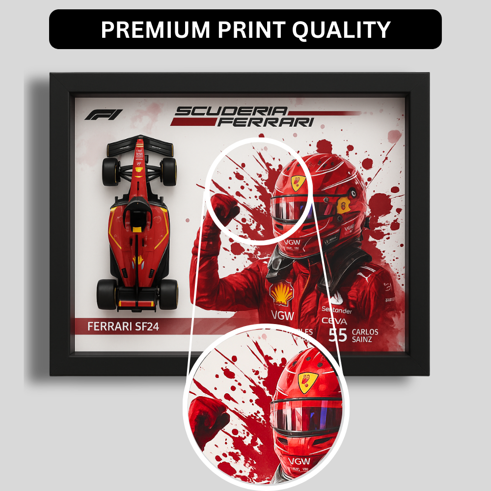 Bburago Scuderia Ferrari F1 Racer Edition Diecast Car Frame 1:43 – Premium 3D Wall Art for Collectors & Motorsport Enthusiasts