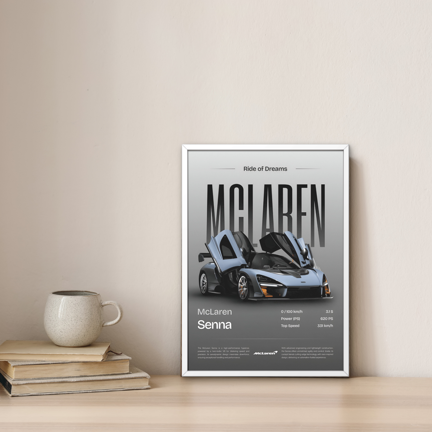McLaren Senna Framed Car Wall Art – Premium Automotive Decor for Car Enthusiasts