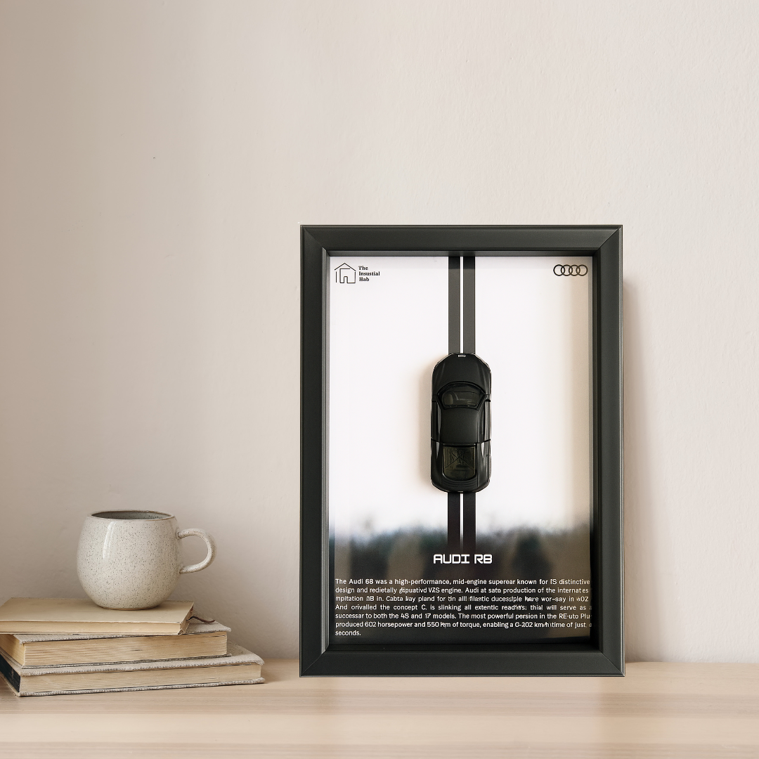 Majorette Black Edition Audi R8 Premium 3D Car Frame – Luxury Diecast Wall Art for Collectors & Car Enthusiasts (1:64 Scale)