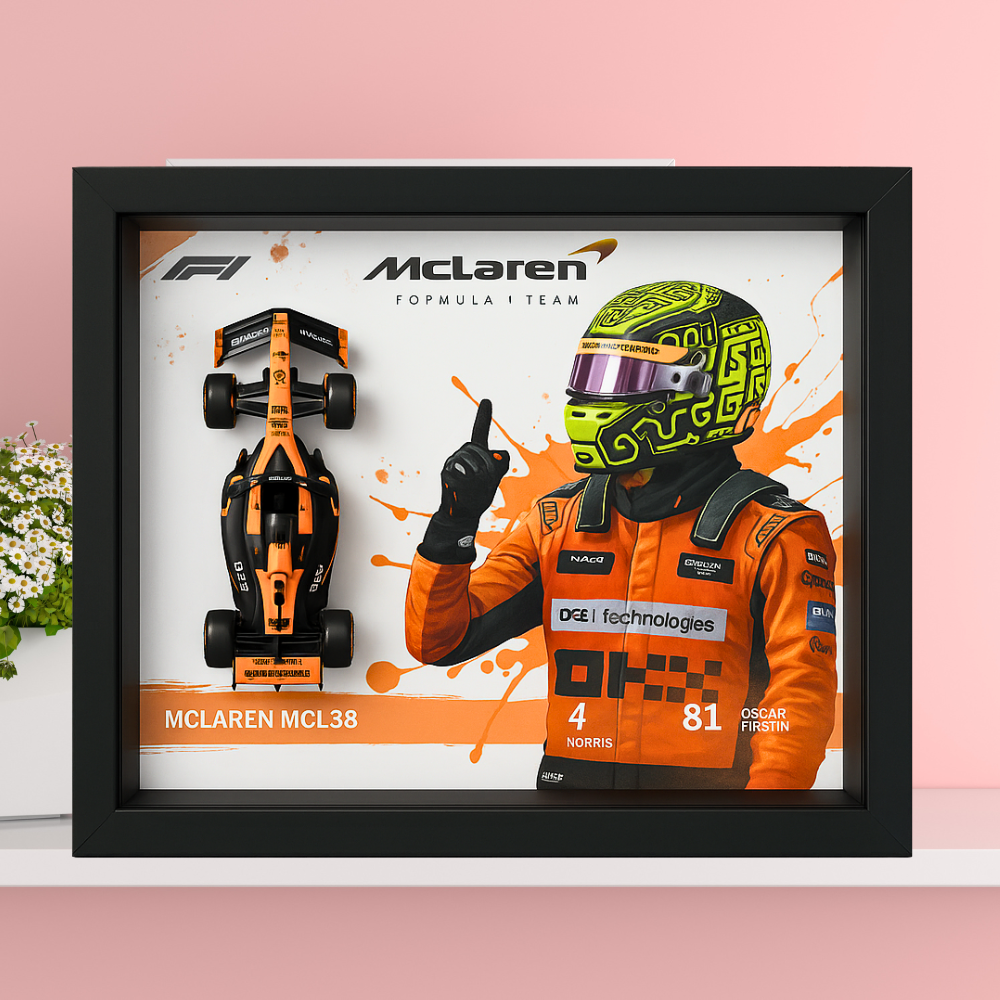 Bburago McLaren F1 Racer Edition Diecast Car Frame 1:43 – Premium 3D Wall Art for Collectors & Racing Enthusiasts