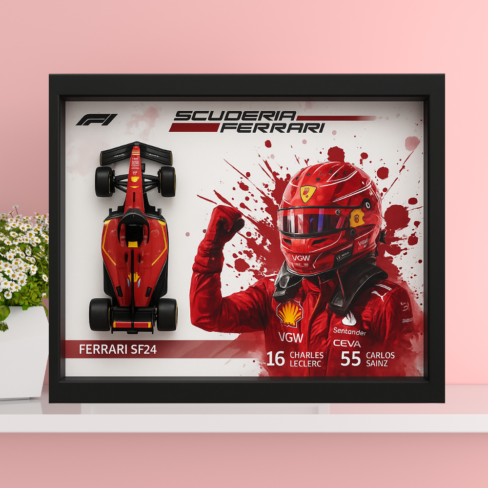 Bburago Scuderia Ferrari F1 Racer Edition Diecast Car Frame 1:43 – Premium 3D Wall Art for Collectors & Motorsport Enthusiasts