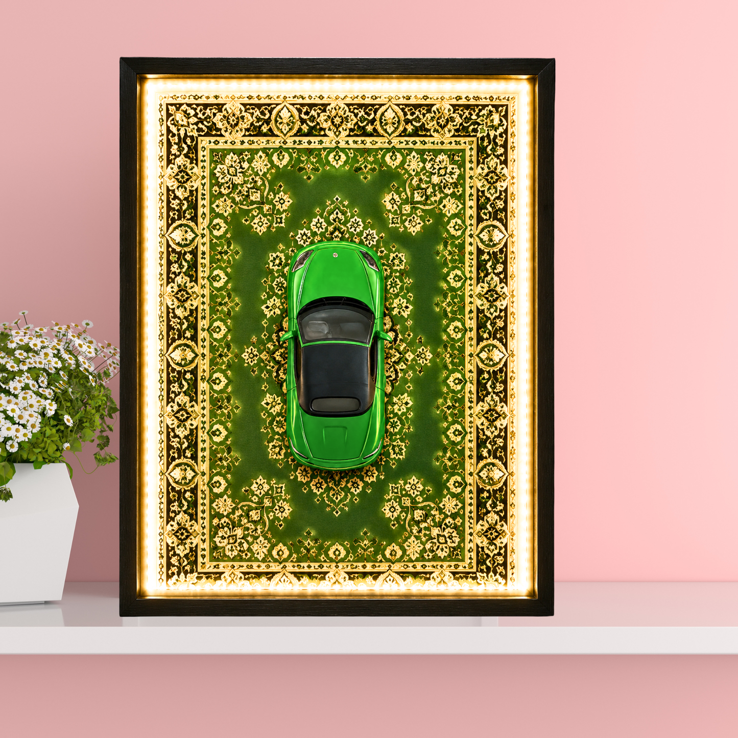 Premium Majorette Porsche 718 Boxster Car Shadow Box Frame with LED Lights | Luxury 718 Boxst3r Inspired Car Wall Art | Automotive Home Décor for Living Room, Office & Garage | Premium LED Wall Frame Gift