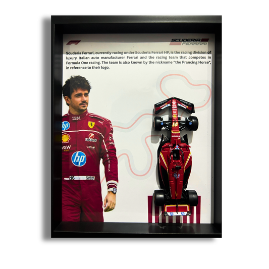 Charles Lelerc with Bburagos F1 Scuderia Ferrari Diecast Car Frame 1:43 – 3D Wall Art