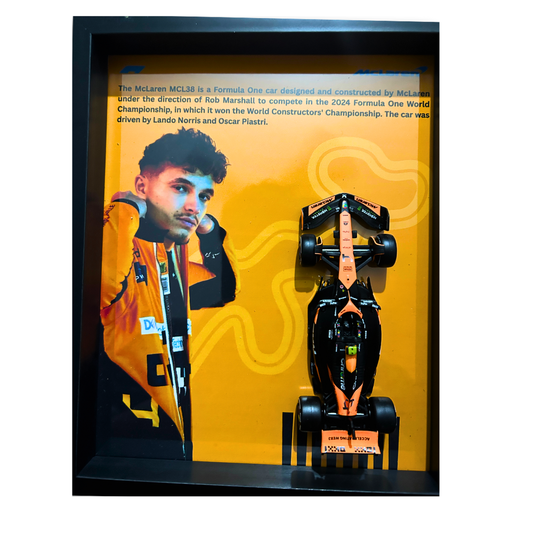 Lando Norris with Bburagos Mclaren F1 MCL38 Diecast Car Frame 1:43 – 3D Wall Art