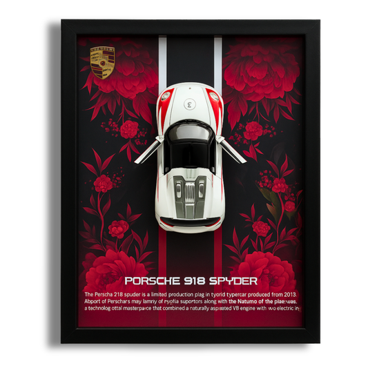 Premium Porsche 918 Spyder 3D Car Frame – Luxury Diecast Wall Art for Collectors & Supercar Enthusiasts (1:32 Scale)