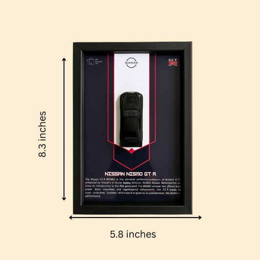 Majorette Black Edition Nissan Nismo GT-R Premium 3D Car Frame – Luxury Diecast Wall Art for JDM Collectors & Car Enthusiasts (1:64 Scale)