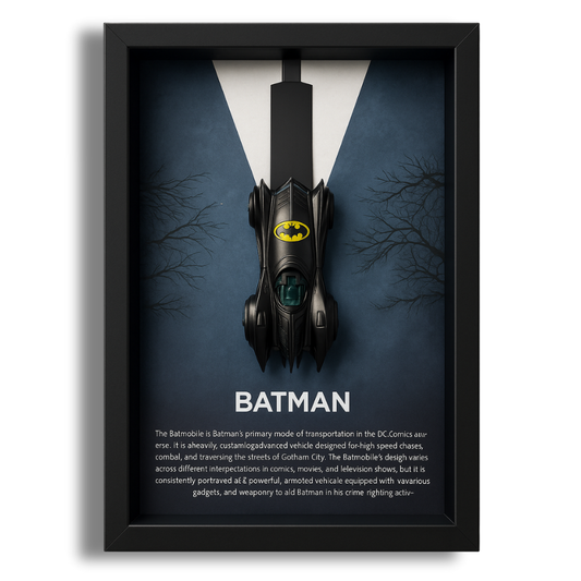 Batman Batmobile V1 3D Framed Collectible Display – Diecast Car 1:64 Model