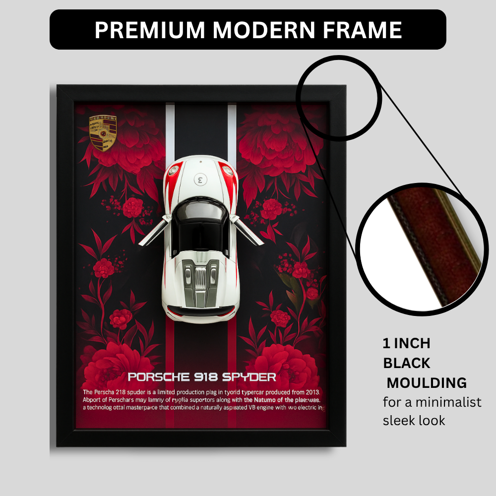 Premium Porsche 918 Spyder 3D Car Frame – Luxury Diecast Wall Art for Collectors & Supercar Enthusiasts (1:32 Scale)