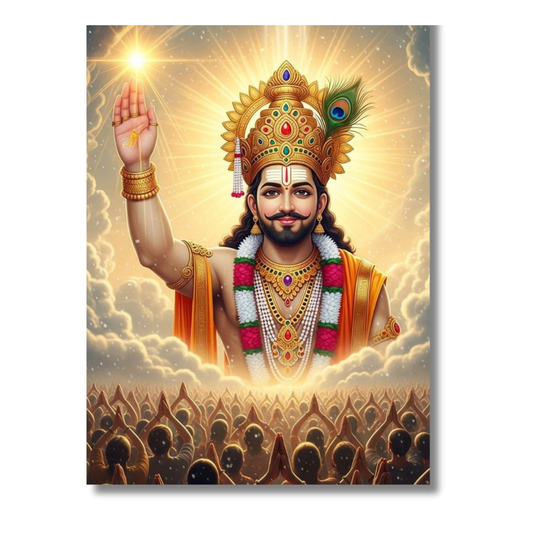 Khatu Shyam Ji Golden Frame Wall Art | HD Gloss Finish Devotional Portrait | Premium Hindu Religious Photo Frame for Home, Mandir & Office Decor