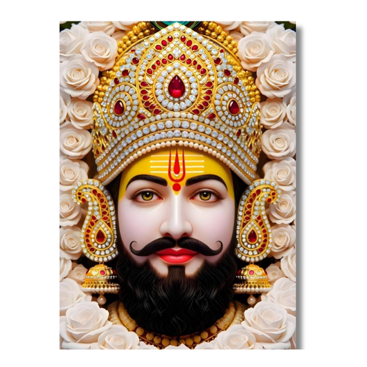 Khatu Shyam Ji Golden Frame Wall Art | HD Gloss Finish Devotional Portrait | Premium Hindu Religious Photo Frame for Home Mandir, Pooja Room & Office