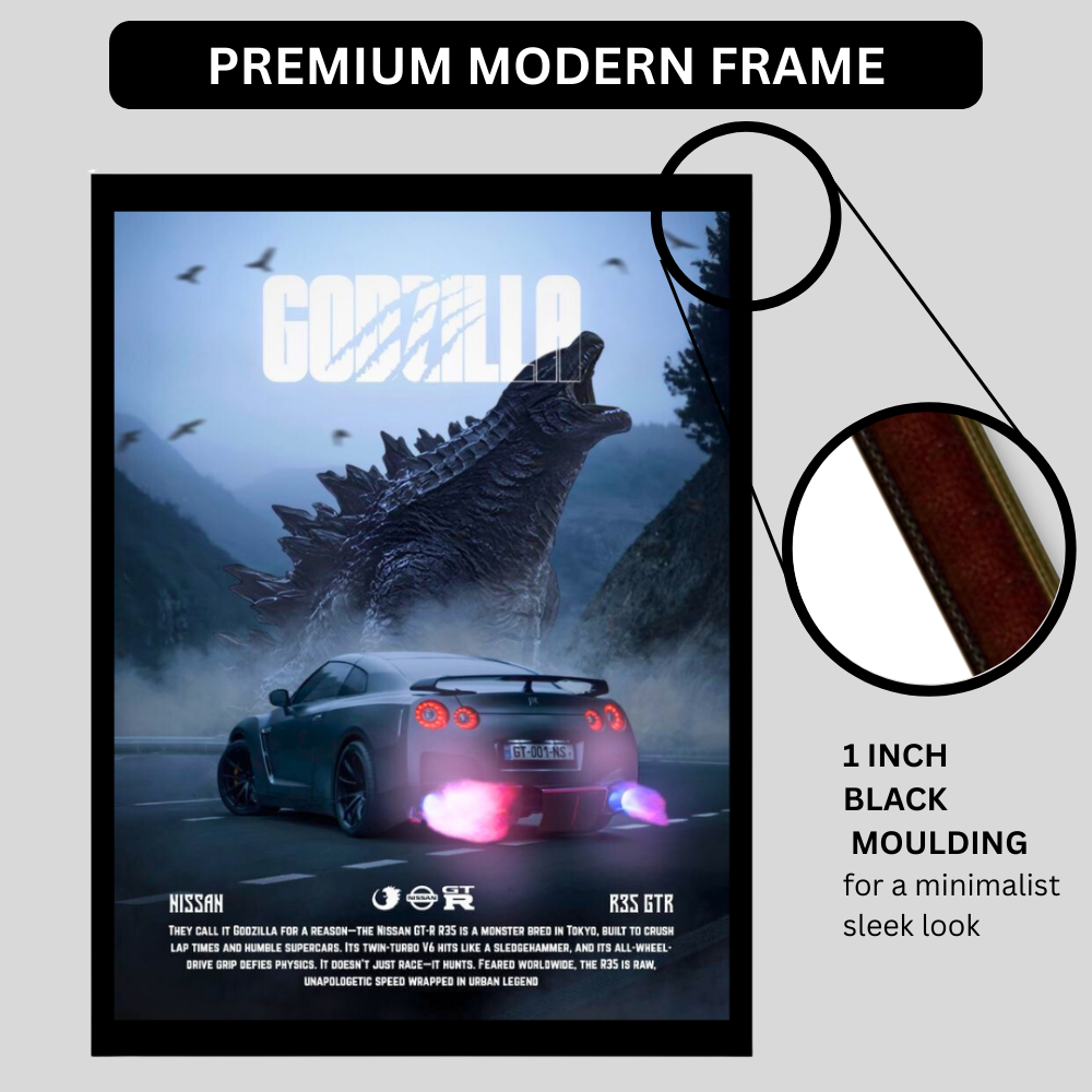 Nissan R35 GTR X GODZILLA Car Wall Art – Premium Automotive Decor for Car Enthusiasts