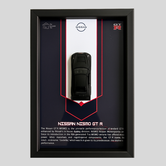 Majorette Black Edition Nissan Nismo GT-R Premium 3D Car Frame – Luxury Diecast Wall Art for JDM Collectors & Car Enthusiasts (1:64 Scale)